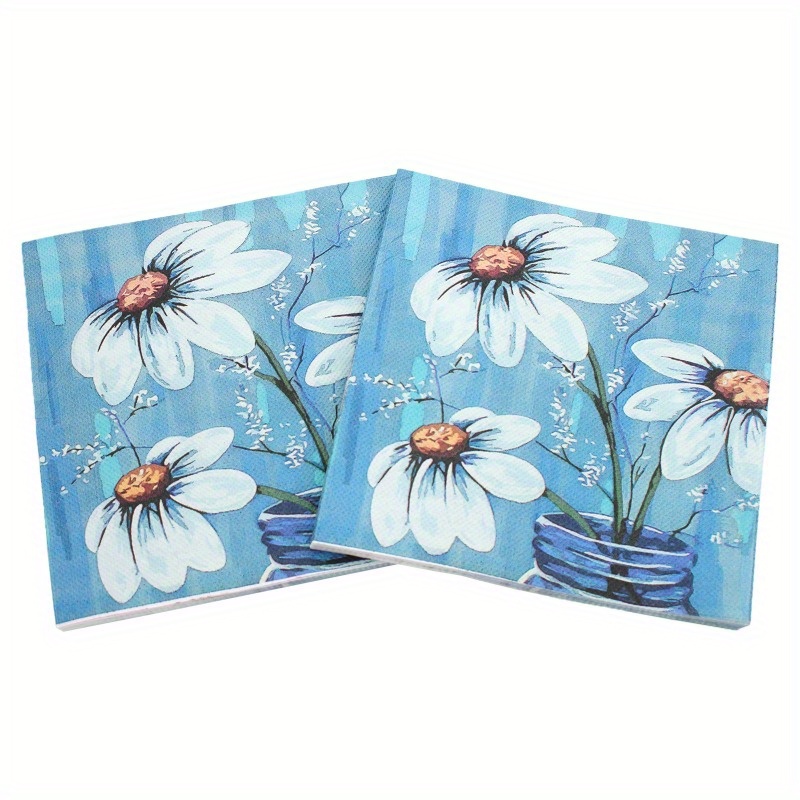 

20pcs, Spring Theme Party Napkins, Plants Flowers Printed Towels, Restaurant Decorated With Butterfly Bone Bart, Mother's Day Party Supplies