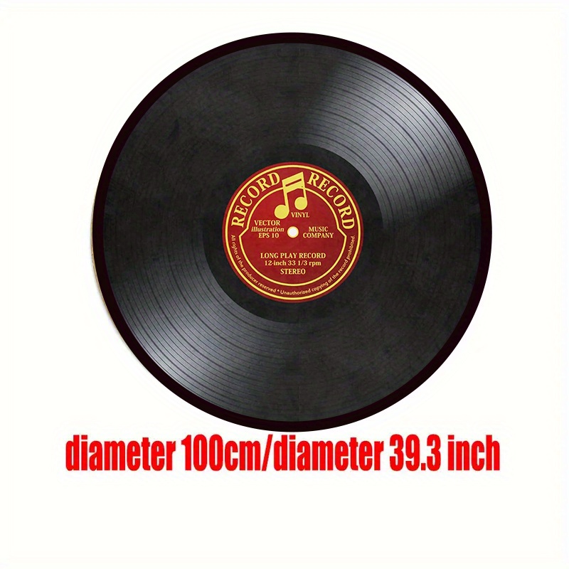 E-shop Vinyl-Schallplatten-Themen Runde Bereichsmatte - Weicher Schwamm, 1.2cm Dick, Maschinenwaschbares Polyester - Ideal für Wohnzimmer,