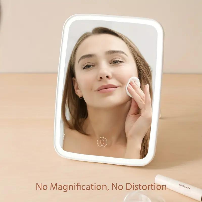 TEMU [clearance Sale], Led Makeup Mirror Touch Screen 3 Light Portable Standing Folding Vanity Mirror 5x Magnifying Compact Cosmetics Mirror