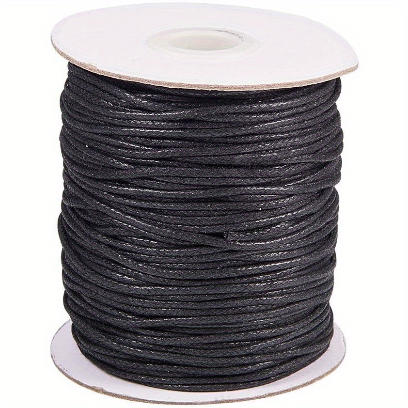 

1pc Black Waxed Cotton Cord, 100 Yards 1.5mm, Durable Thread For Jewelry Making And Macrame Supplies, Ideal For Beading, Bracelets, And Crafts