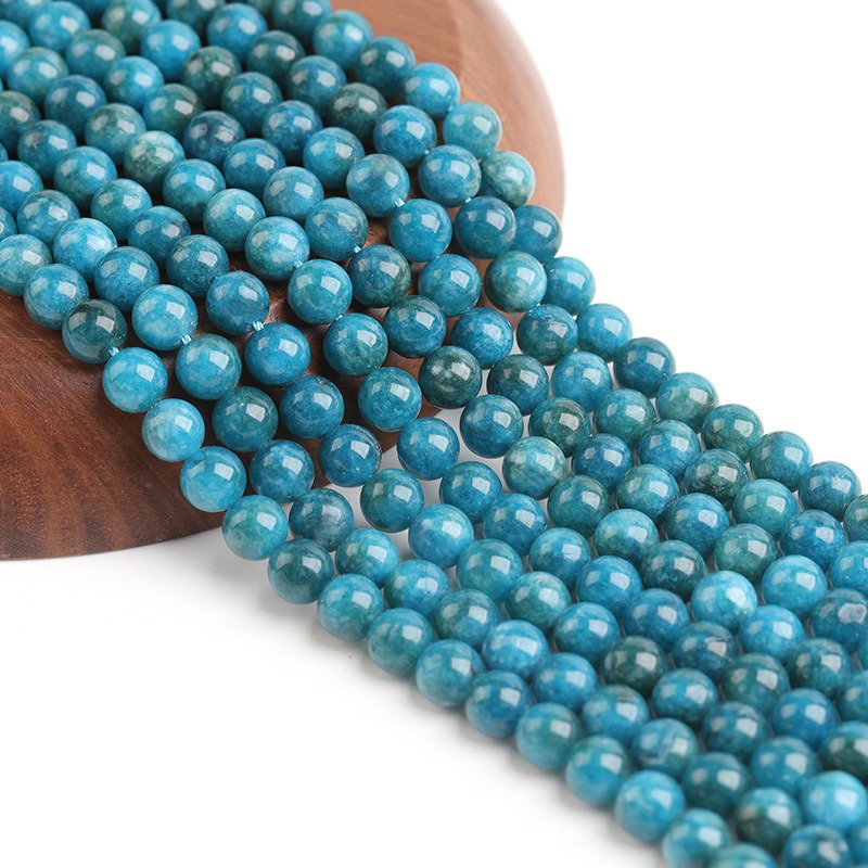 

1pc 15inch Beaded Chain, Blue Apatite Beads, Natural Gemstone Round Loose Beads, Multiple Sizes For Choice, Suitable For Diy Jewelry Making