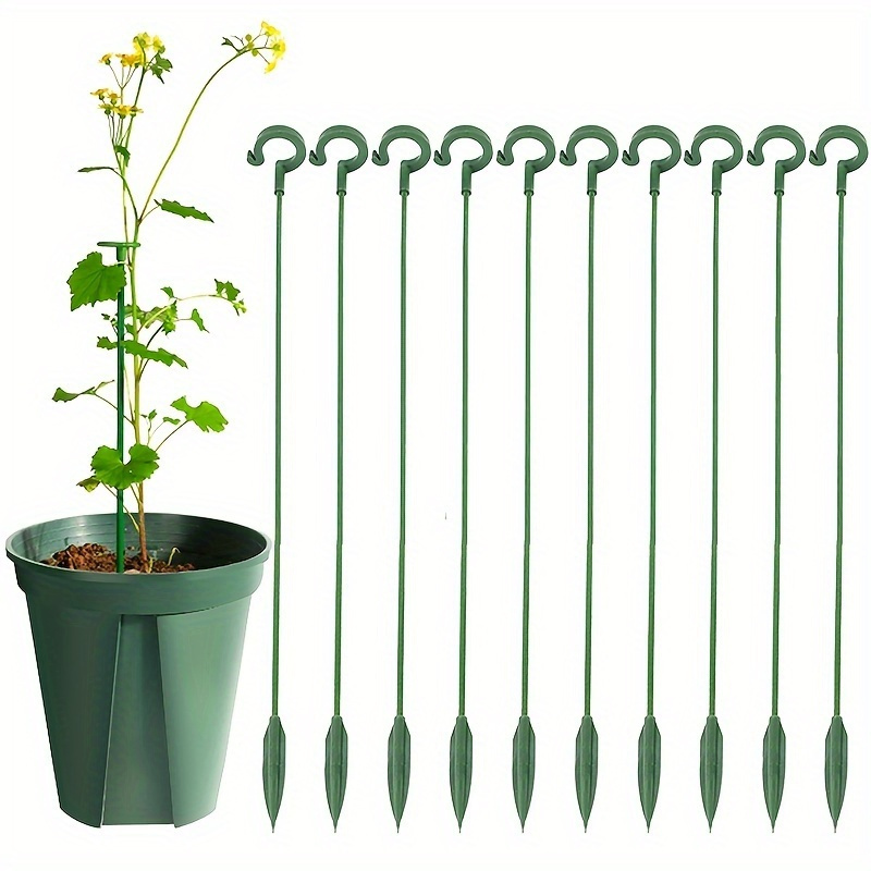 

10pcs Flower-shaped Garden Stakes - Plastic Plant Support Rods For Home Gardening & Living Room Decor