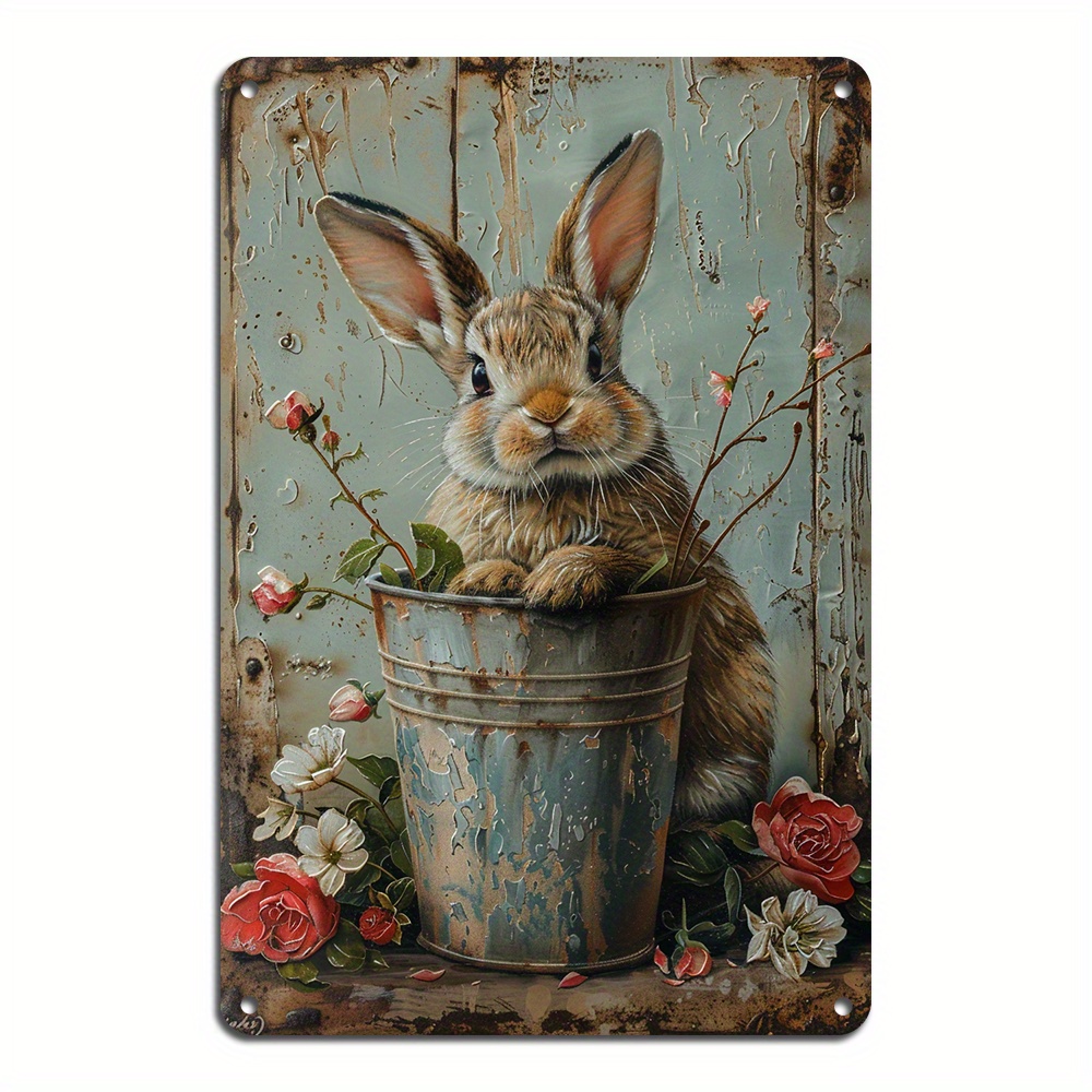 

Bunny Couple Retro Aluminum Sign, 8x12 Inches - Ideal For Cafe, Kitchen, And Farmhouse Wall Decor