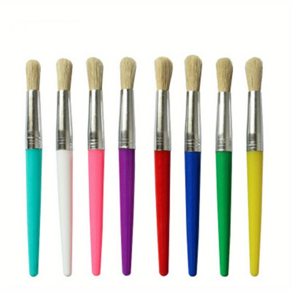 

4pcs Round-headed Bristle Brushes, Plastic Rod Oil Brushes, Acrylic Watercolor Oil Painting Gouache Tempera And Body Painting,