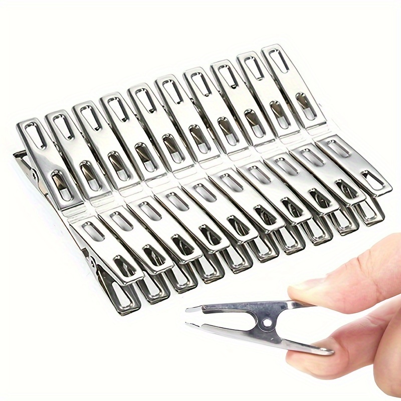 

20pcs Stainless Steel Clothes Pegs, Clothespins, Laundry Clips, Household Clothes Drying Clip, Strong Windproof Fixed Clips, Clothes Pegs, Clothes Pins, Metal Clamps, Multifunctional Small Clips