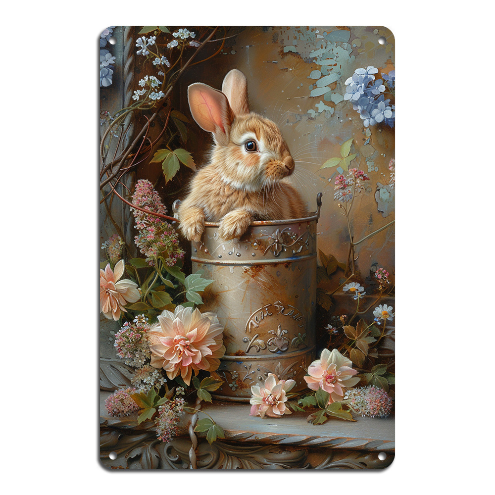 

1pc Funny Vintage Decor Metal Tin Sign, Welcome To Our Cottage, Cute Bunny Rabbit Plaque Retro Farmhouse Room Sign Wall Decor Outdoor Indoor Garden Yard Decor
