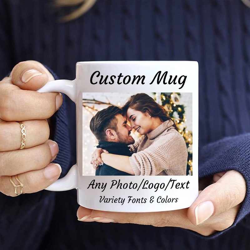 

1pc, 11oz Custom Couple Photo Mug, Personalized Mug Picture, Text, Name - Gifts For Boyfriend, Girlfriend, Valentine's Day Thanksgiving Day Christmas Gifts