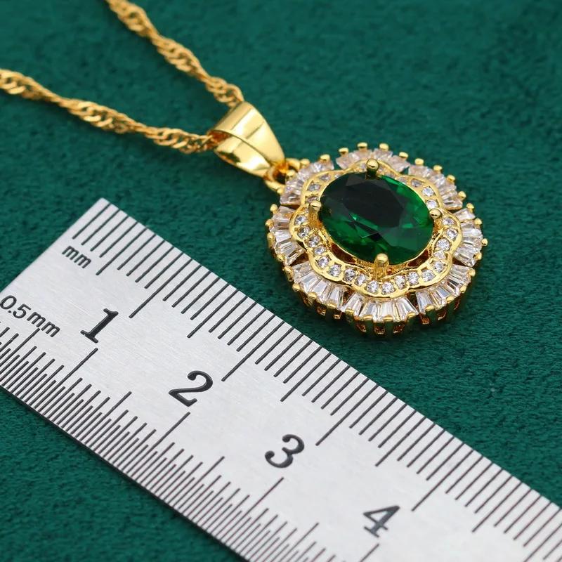 stud earrings ring necklace bracelet elegant jewelry set 18k gold plated inlaid stone wedding jewelry gifts for eid details 5
