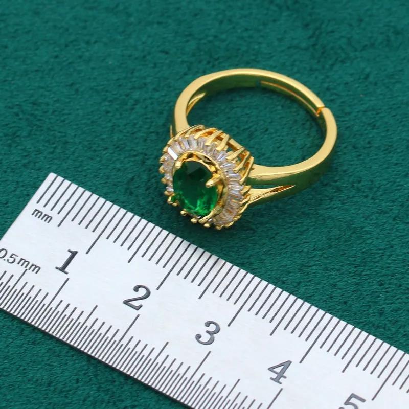 stud earrings ring necklace bracelet elegant jewelry set 18k gold plated inlaid stone wedding jewelry gifts for eid details 7