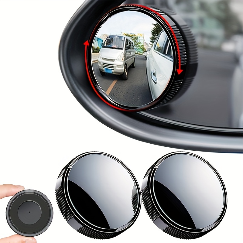 

2pcs 2 Inch Reusable Round Hd Glass Convex 360° Wide Angle Blind Spot Car Mirror For Cars, Suvs, And Trucks - Black