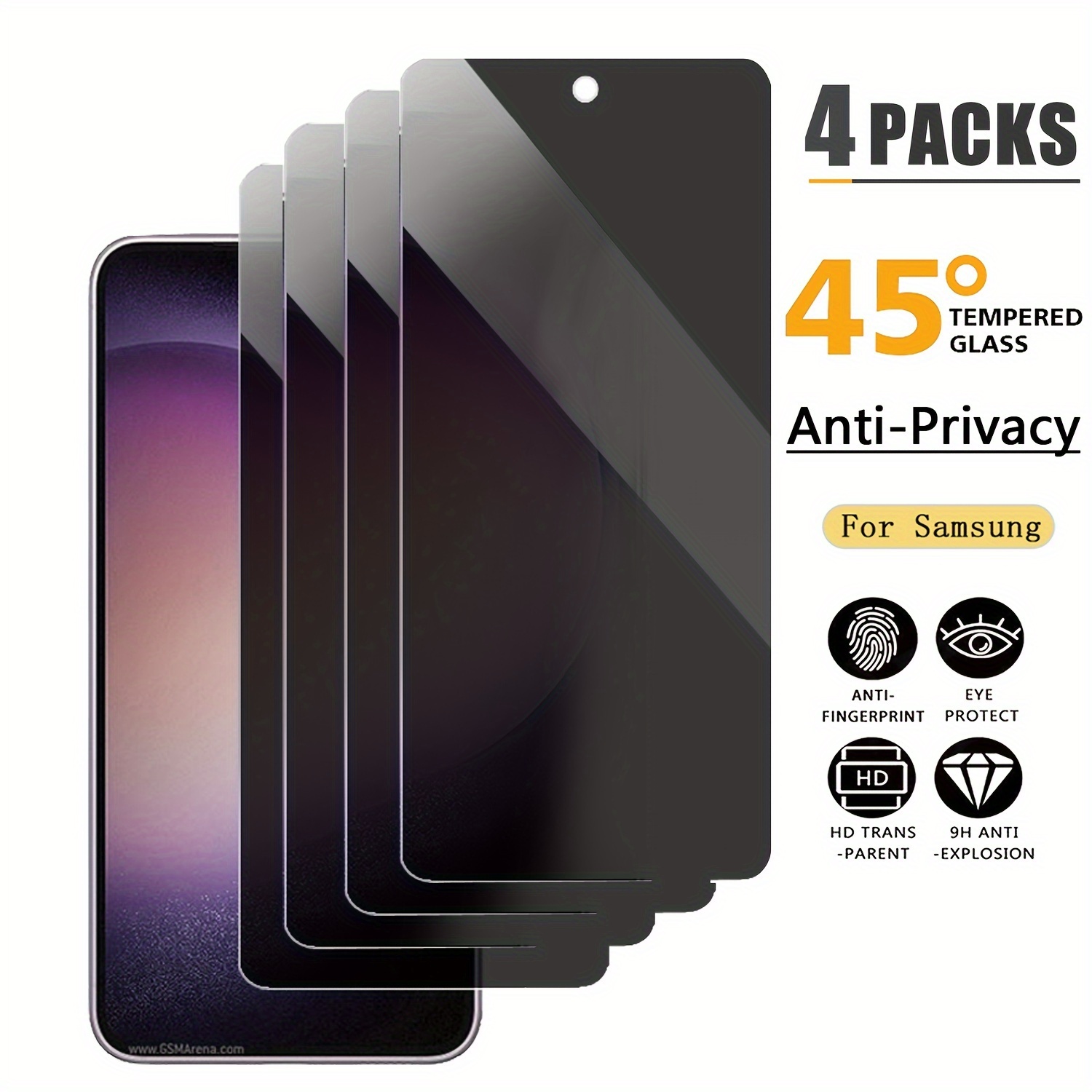

[4pcs] For Samsung Galaxy A04s/a14/a23 5g/a23/a33 5g/a52/m32/m32 5g/m33/m13 5g/m14/m34/m54/privacy Tempered Glass Anti Fingerprint Screen Protector