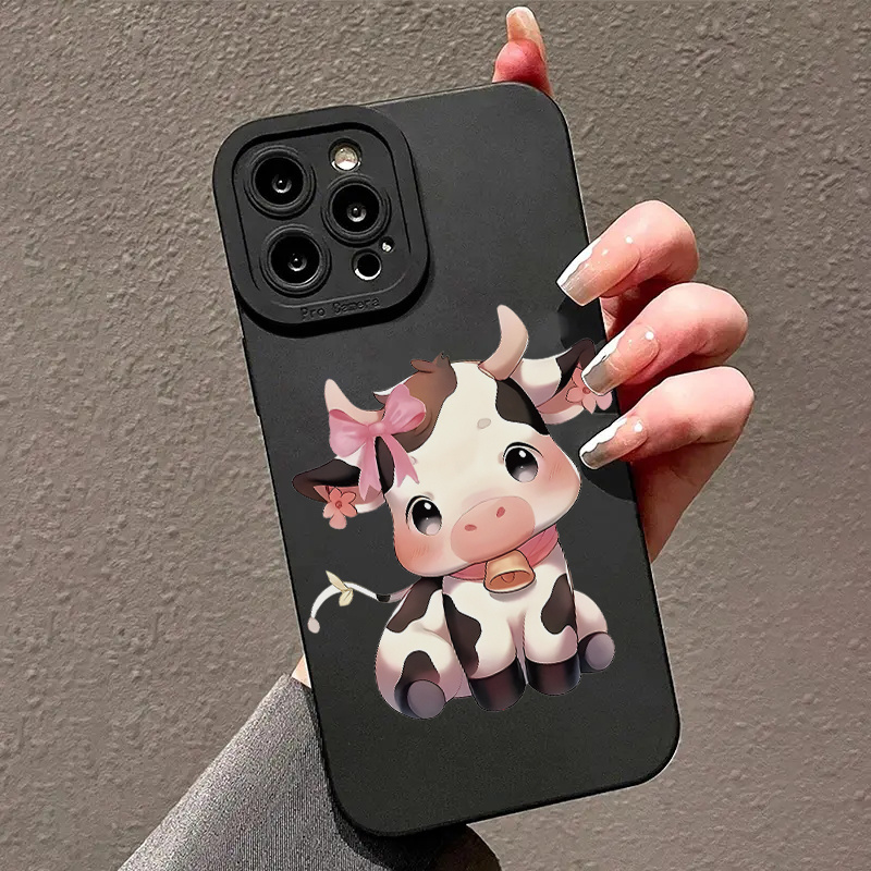 

A Cow With Flowers Pattern Print Tpu Protective Phone Case Anti-fall Protective Phone Case For Iphone 7/8/11/12/13/14/x/xr/xs/plus/pro/pro Max Series Gift For Birthday/easter/boy/girlfriends