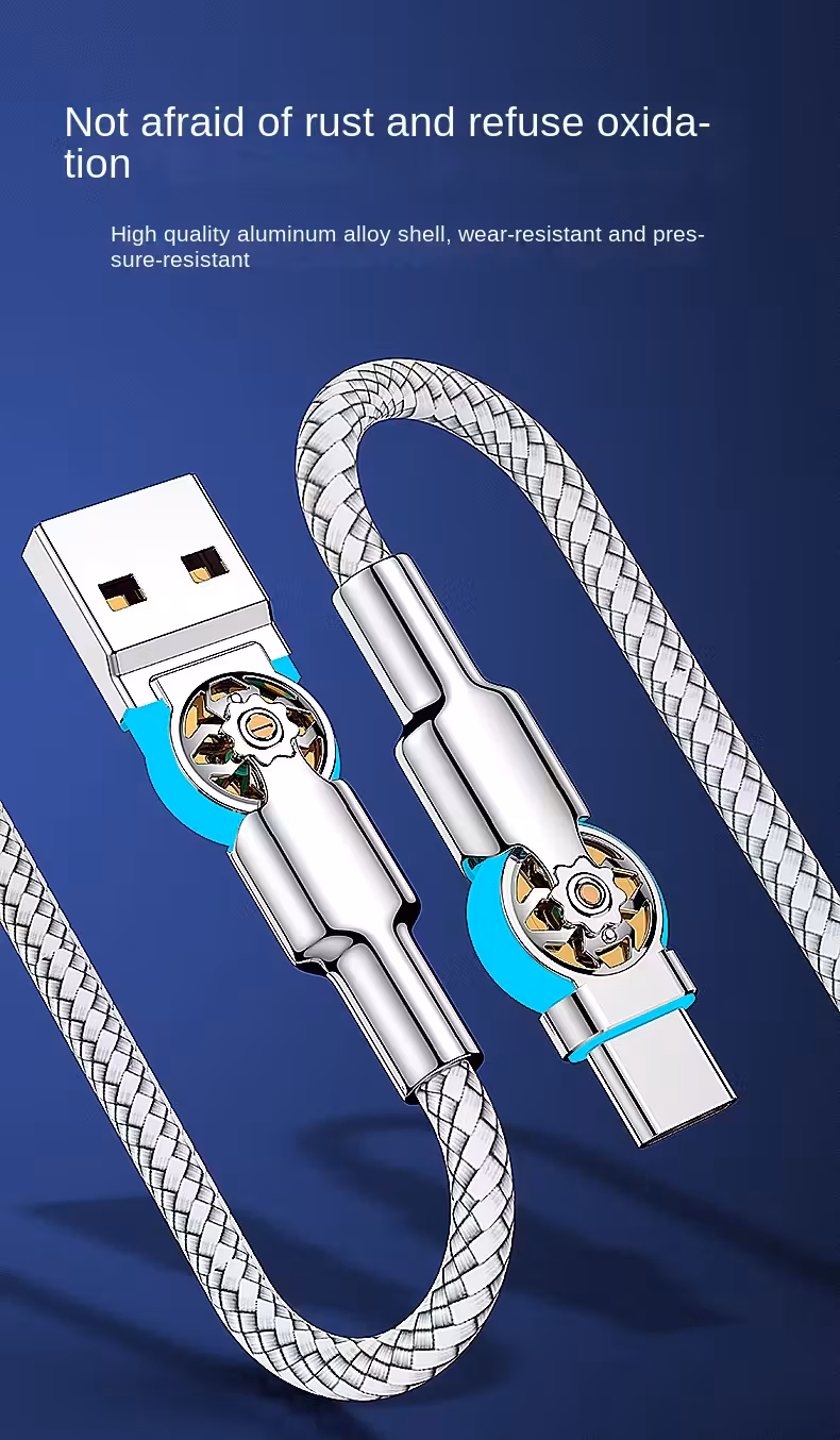 super fast charging dual elbow rotary cable for micro type c 2m 30 50w output luminous usb extension with double elbow rotation car charging solution for huawei honor vivo xiaomi redmi oppo iphone samsung car charging cable glossy cable durable braided cable Product details 10