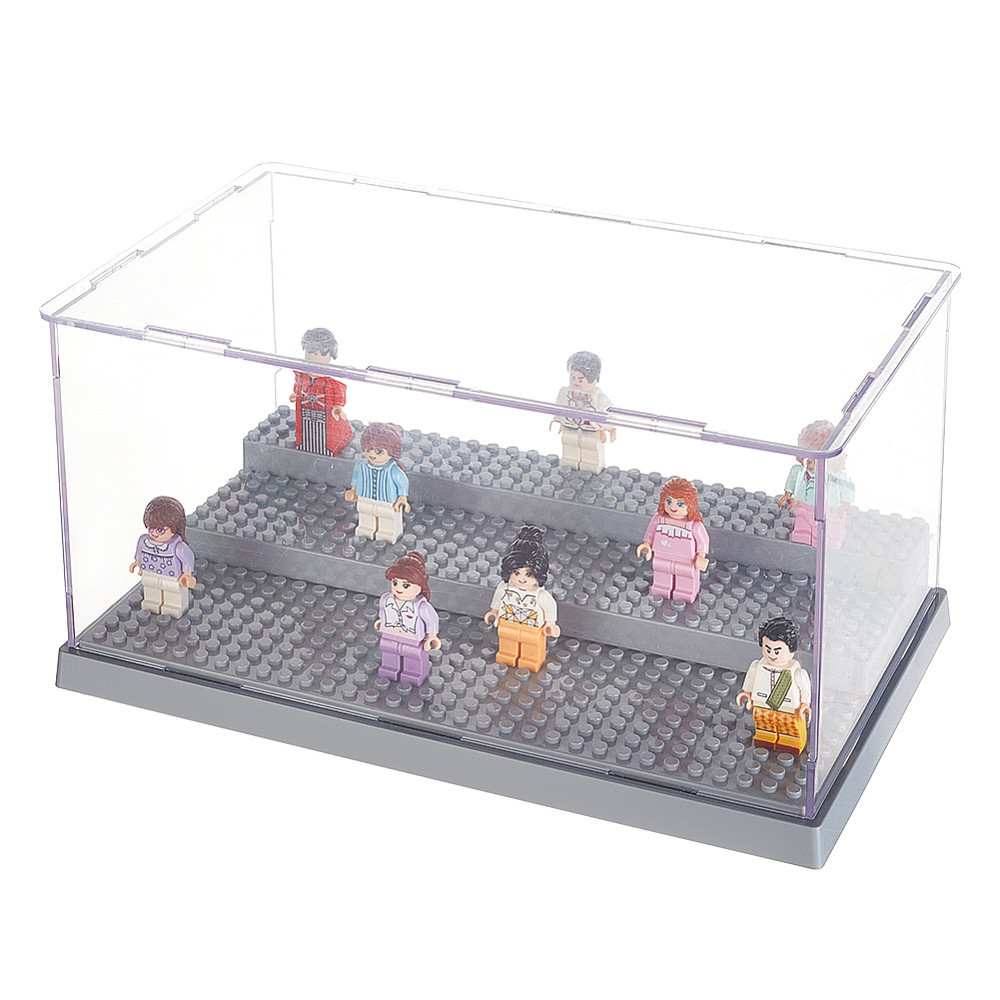 

1set 3-tier Acrylic Minifigure Display Case, Dustproof Building Block Display Box, Transparent Storage Display Box, Fot Action Figure Doll Ornament, Gray, Finished Product: 27x13.7x16cm