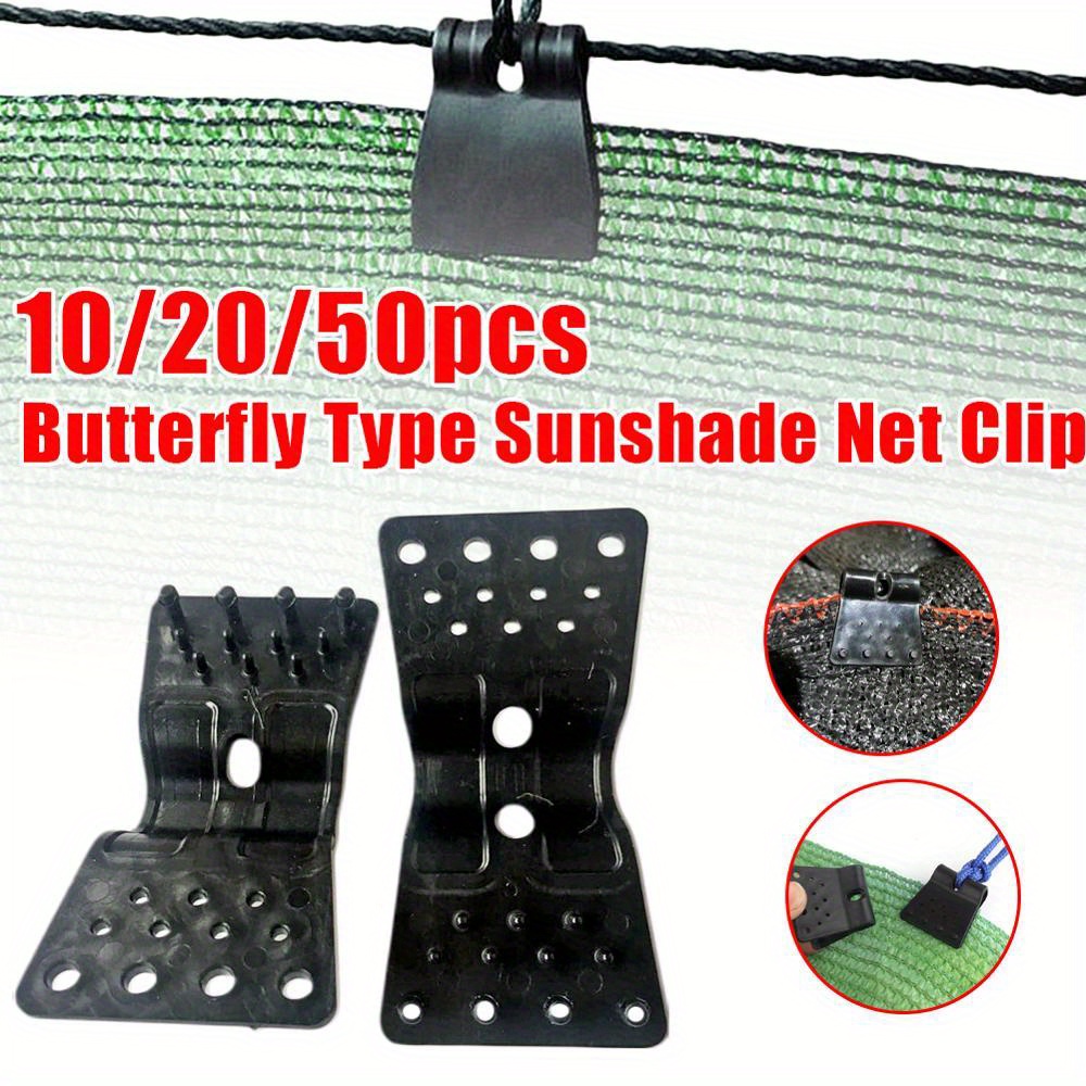 

10/20/50pcs Butterfly Type Sunshade Net Clips, Durable Plastic Greenhouse Shade Cloth Fasteners, Garden Tools, 5-7mm Rope Compatible, Versatile Clips For Fencing And Netting Installation