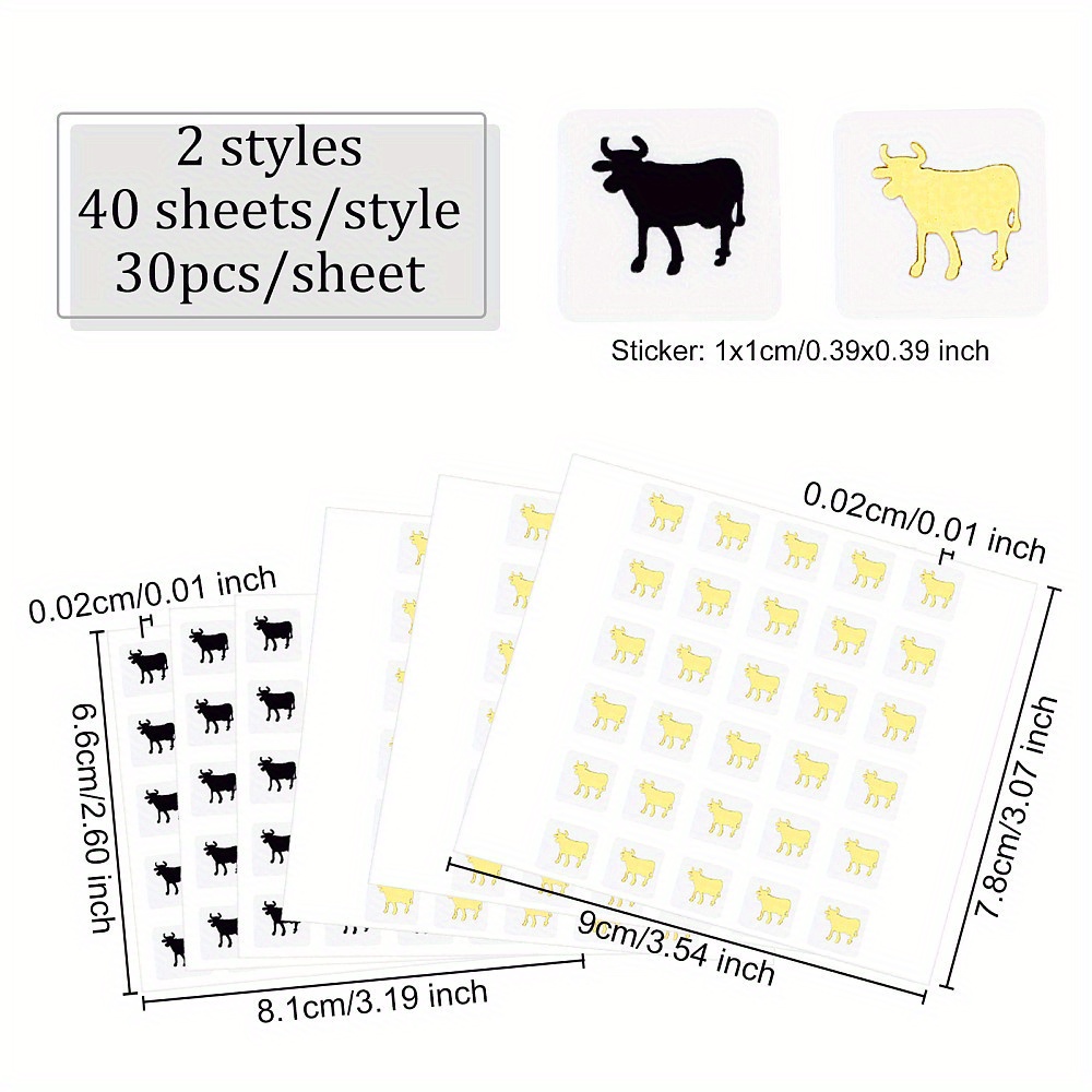 1set 2400pcs meal stickers menu  s cow pattern meal stickers for   wedding meal indicator stickers meal   stickers for banquet golden   2