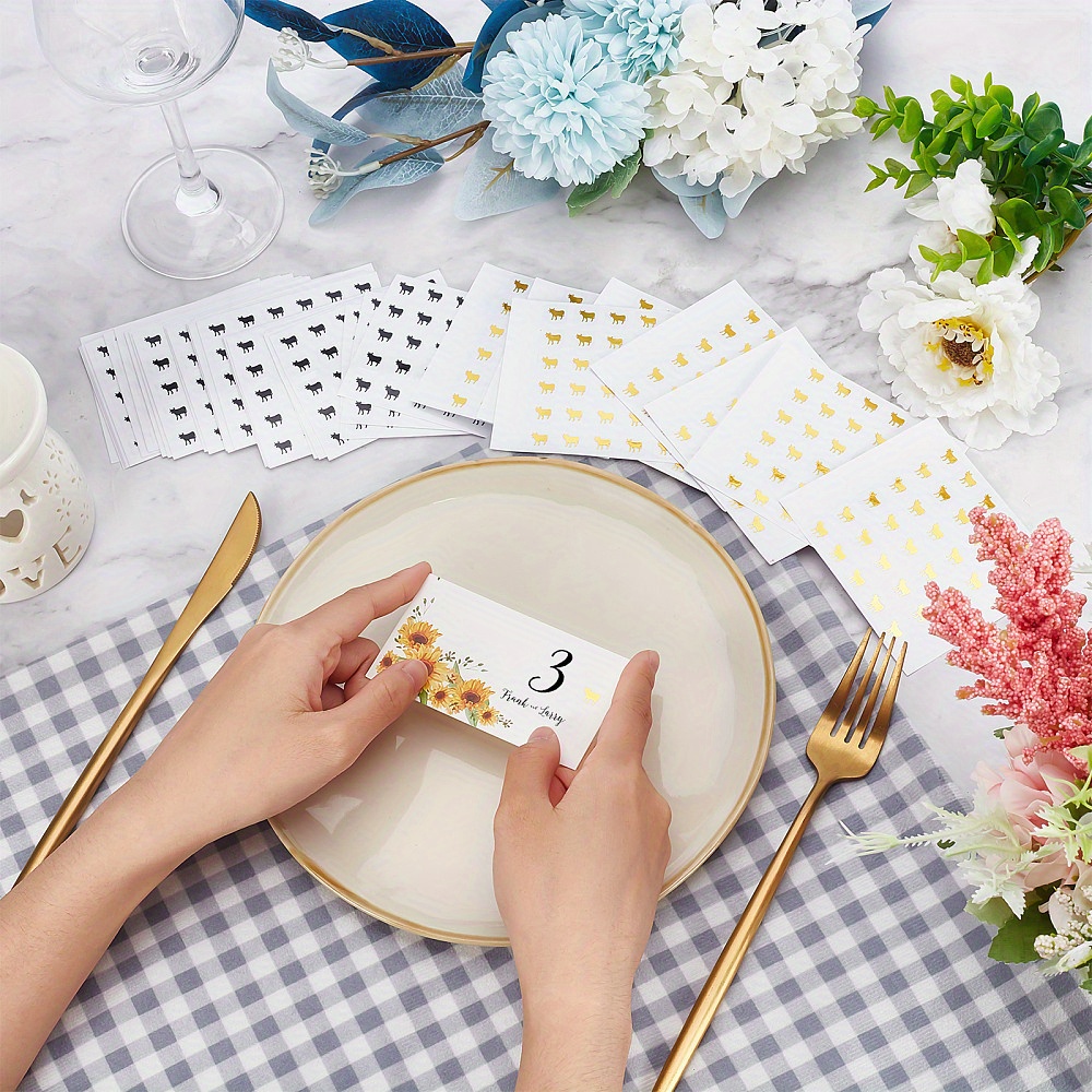 1set 2400pcs meal stickers menu  s cow pattern meal stickers for   wedding meal indicator stickers meal   stickers for banquet golden   3