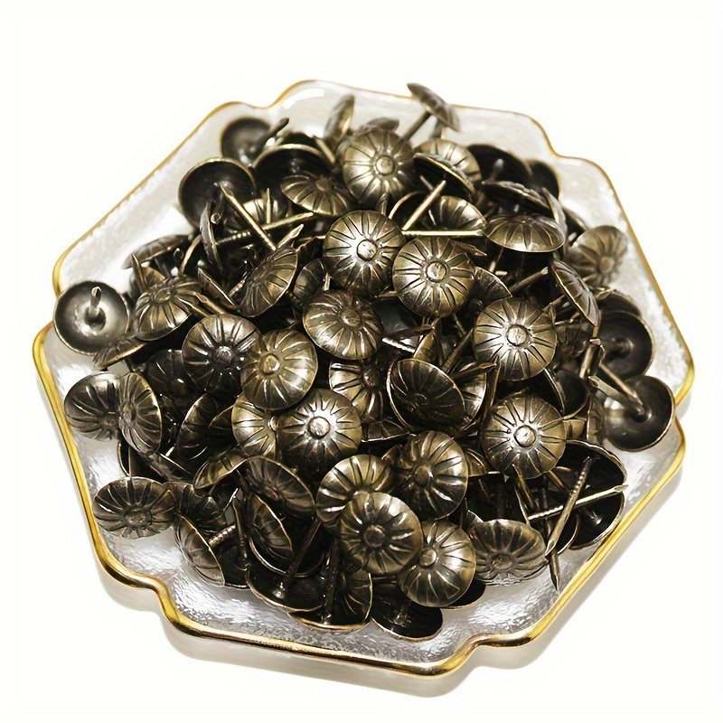 20pcs Of Chrysanthemum Bubble Nails, Antique Bronze Iron Nails For Sofa Boxes And Cabinets, Round Head Soft Hardware Nails