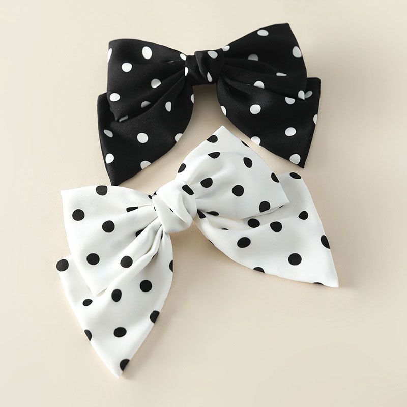 

Elegant Polka Dot Printed Bowknot Shaped Hair Clip Vintage Hair Barrette Trendy Hair Decoration For Women And Daily Use Wear