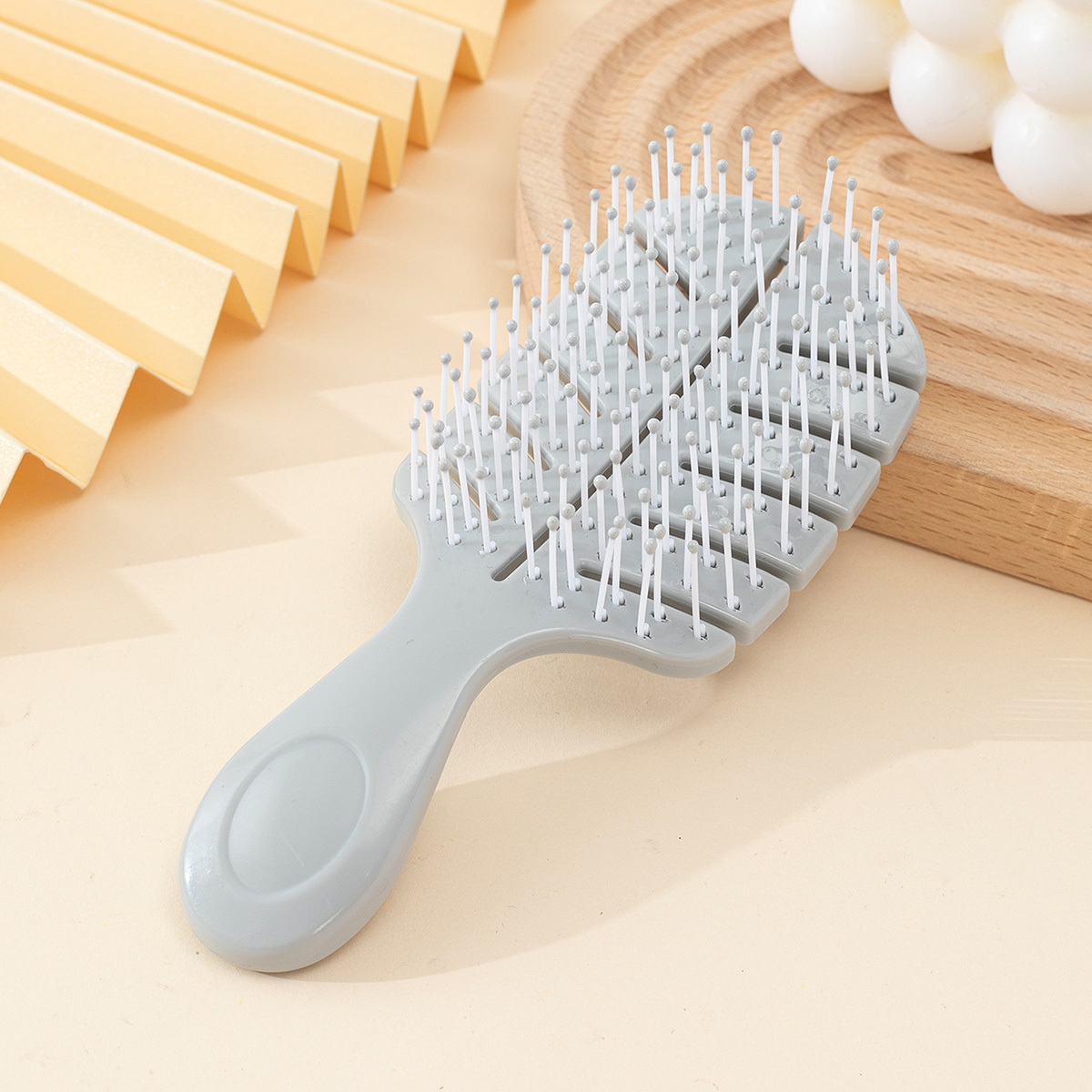 

Portable Small Leaf Hairbrush, Detangling Massage Comb, Smooth Handle, Home & Travel Hair Care Tool, Black/grey Options