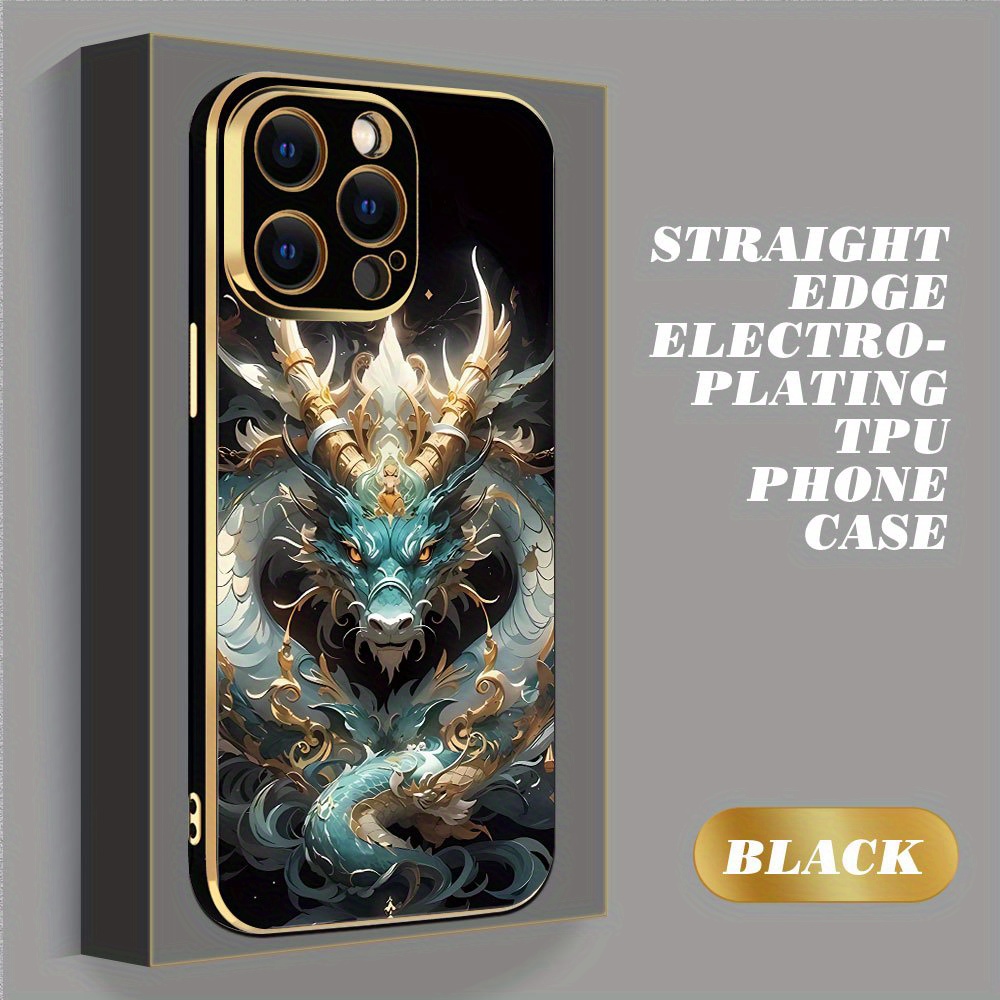 

Dragon Year New Weather Fashion Electroplating Case Black Durable Phone Case Non-slip Durable For Iphone 15/14/13/12/11 Plus Pro Max