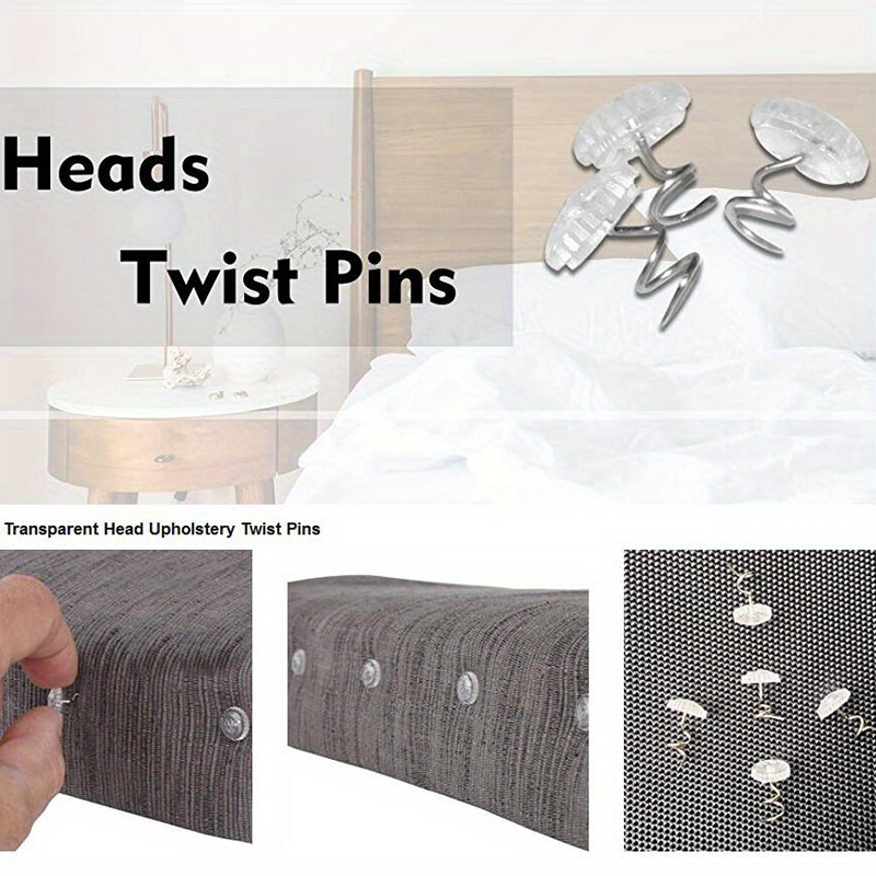 50pcs clear twist pins for secure bed skirt couch sofa and drapery non slip upholstery craft diy pins with storage box hand wash only   use details 4