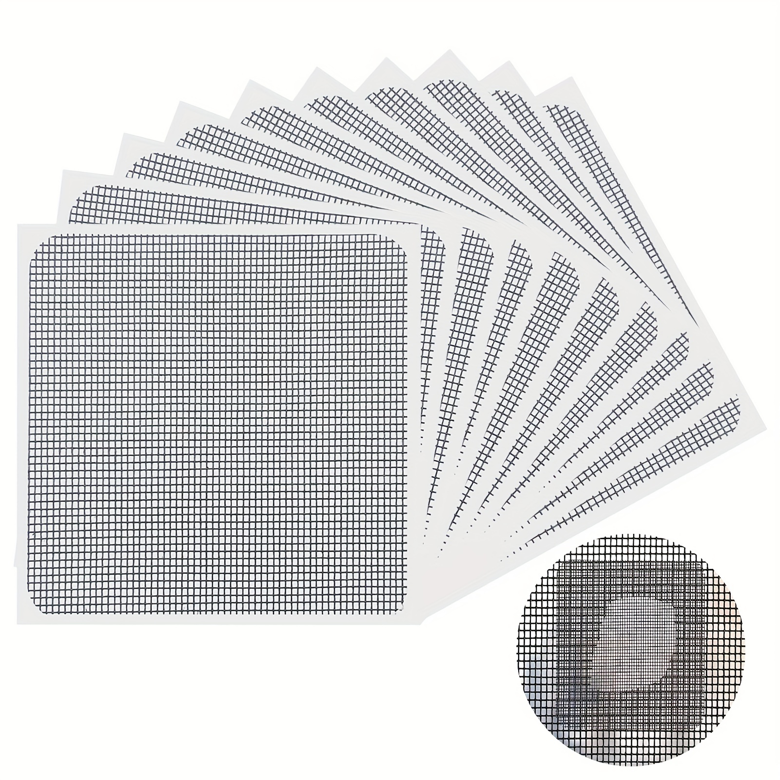 

6/12pcs Window Screen Repair Patch, 3-layer Strong Adhesive Window Screen Mesh Tape, Repair For Window And Door Tears Holes, 10 Patches, 4"x 4"(10cm X 10cm)