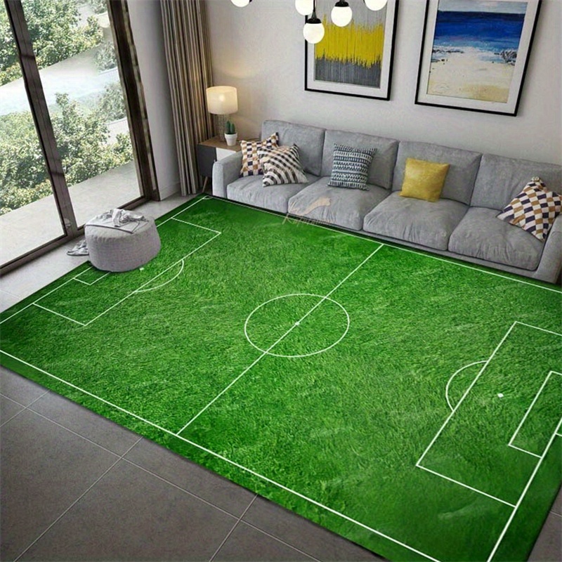 

1pc Green Football Field Pattern Carpet, Office Decorative Floor Mat, Entrance Decoration Door Floor Pads, Area Carpet Anti Slip Mat.