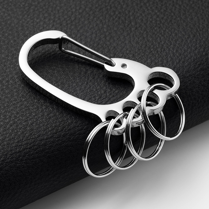 

1pc Stainless Steel Keychain Minimalist Simple Design, Durable Metal Key Holder With 4 Bonus Keyrings, Portable Organizer For Car Keys & Home Use