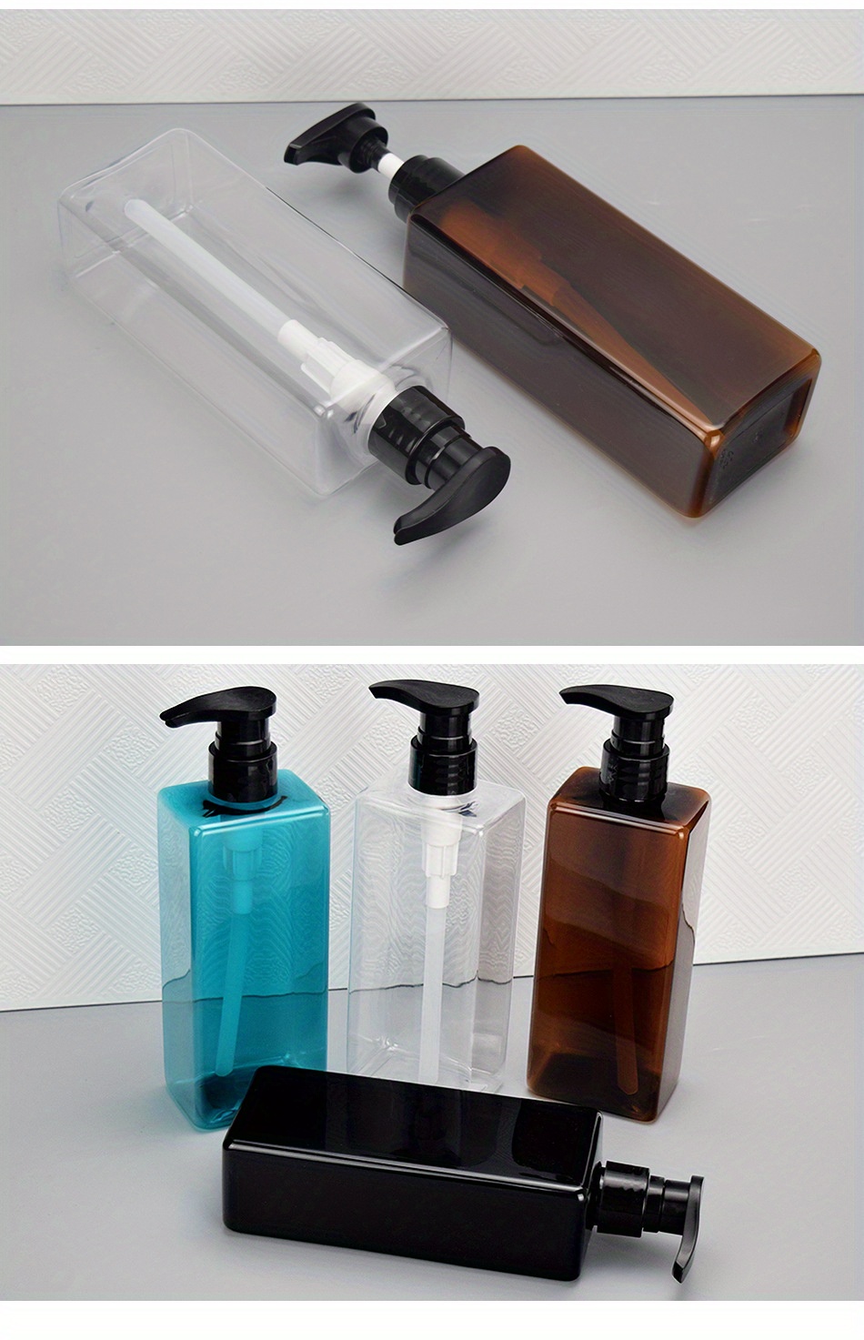 square pet plastic bottle pump refillable container body Temu - Main Image