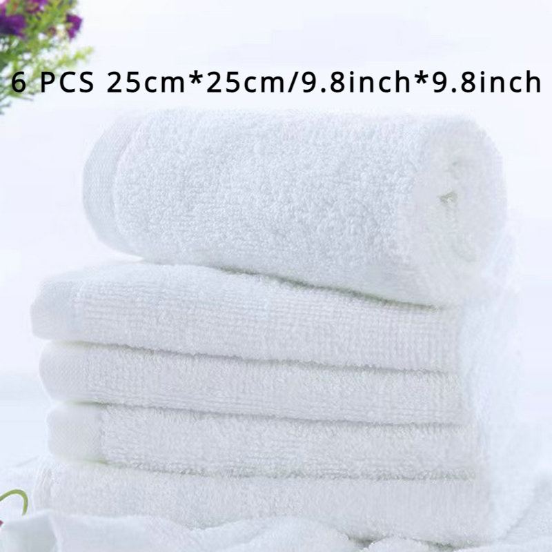 TEMU 6/12/24pcs Cotton 25*25cm Hotel Kitchen Absorbent White Small Square Towel, Hotel Small Towel, Hand Wipe Towel, Multifunctional Face Towel