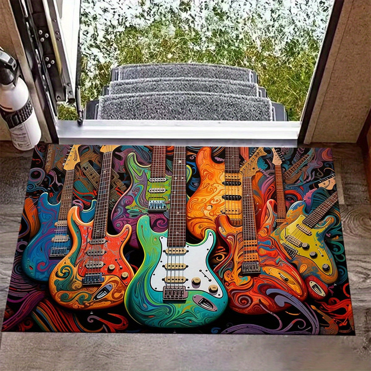 

1pc Guitar Print Area Rug, Washable Carpet, For Living Room Bedroom Reading Room Laundry Room Entryway Corridor Porch Home Decor