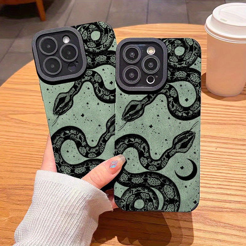 

Luxury Faux Leather Black Snake Pattern For Iphone 11 12 13 14 15 Pro Max Mini For X Xs Max Xr 7 8 Plus Shockproof Camera Lens All Inclusive Protection Protective Sleeve Soft Cases Girls Phone Case