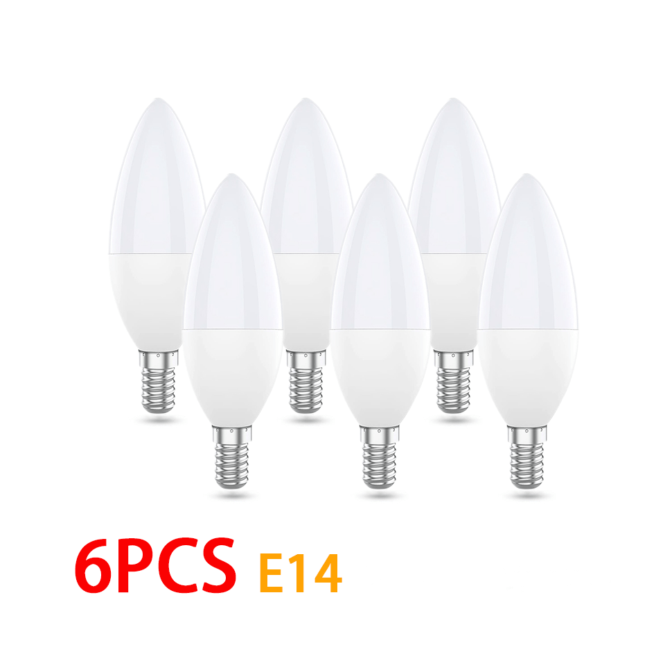 

6 ampoules LED bougie 3W E14 85-265V 3000K 6000K Lampe d'éclairage pour la décoration de la maison Lampe LED Décoration de la maison
