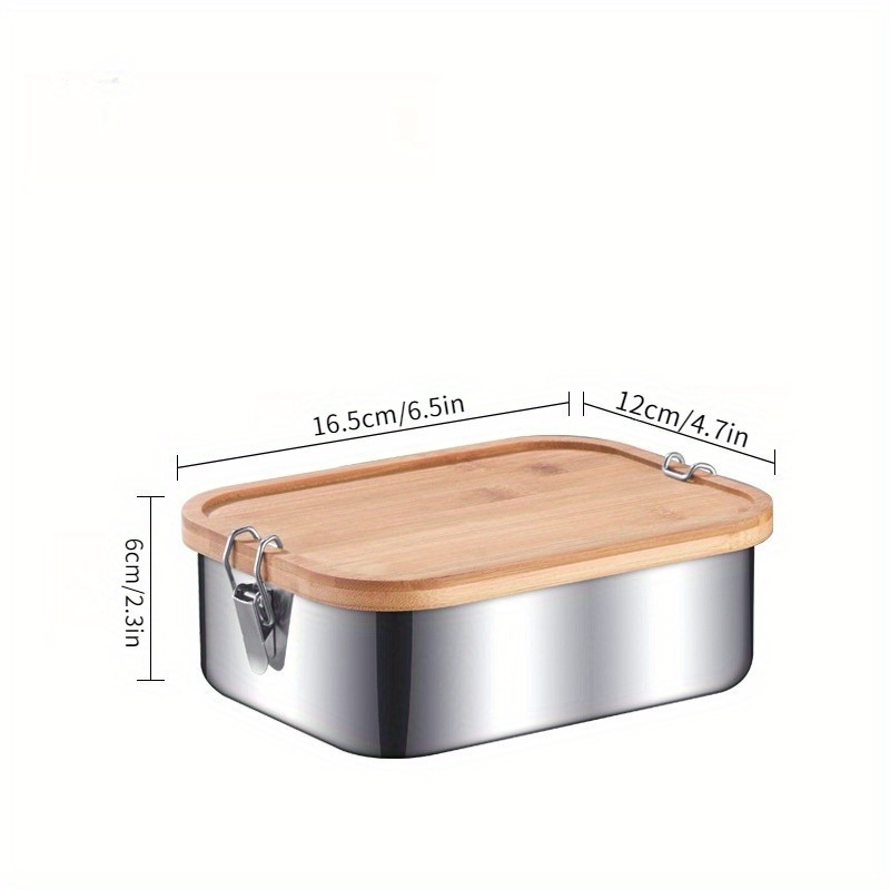 TEMU 1 , Fiambrera, Bento de acero inoxidable 304 con de bambú, Recipiente de comida, Para de y trabajadores de oficina, Gadgets de cocina, Accesorios de cocina, Accesorios de viaje
