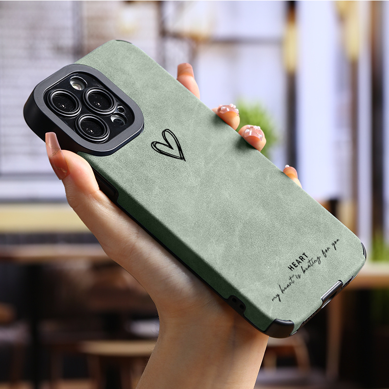 

Luxury Artificial Leather Shockproof Heart Pattern Phone Case, Suitable For Iphone 11 12 13 14 15 Pro Max Mini For X Xs Max Xr 7 8 Plus 7p 8p