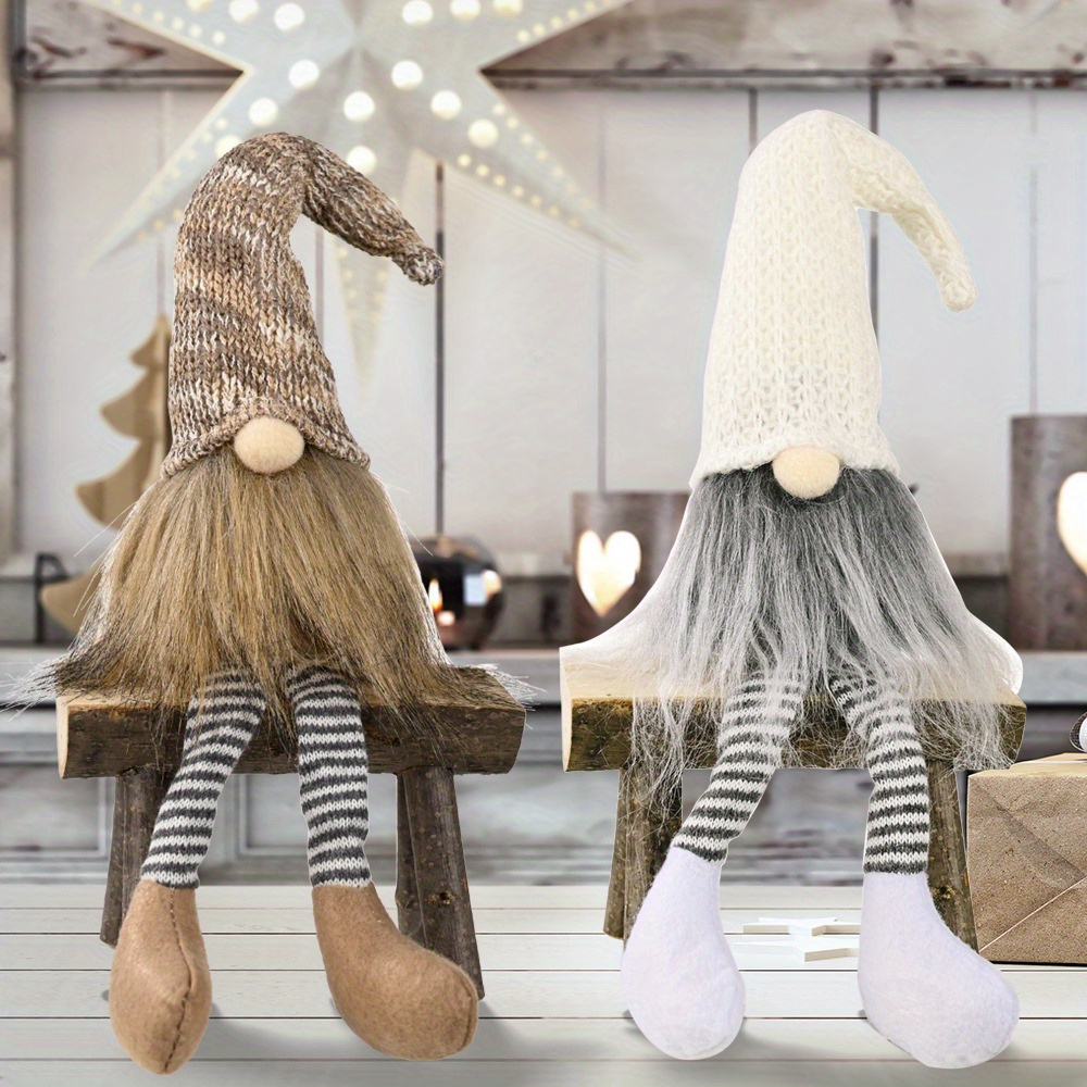 

1/2pcs, Long Leg Elf Decoration Ornaments, Swedish Plush Tomte Stuffed Table Hanging Leg Doll Faceless Doll Ornament Forest Old Man Gnome Rudolph Home Room Decor