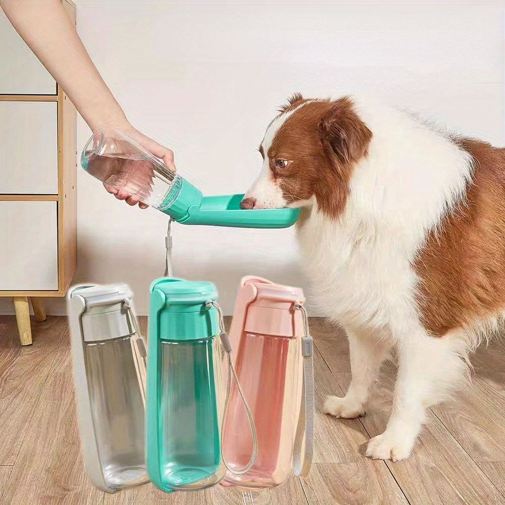 

1pc Portable Dog Water Bottle, Plastic Dog Water Dispenser With Folding Bowl, Leak-proof Outdoor Dog Travel Water Kettle