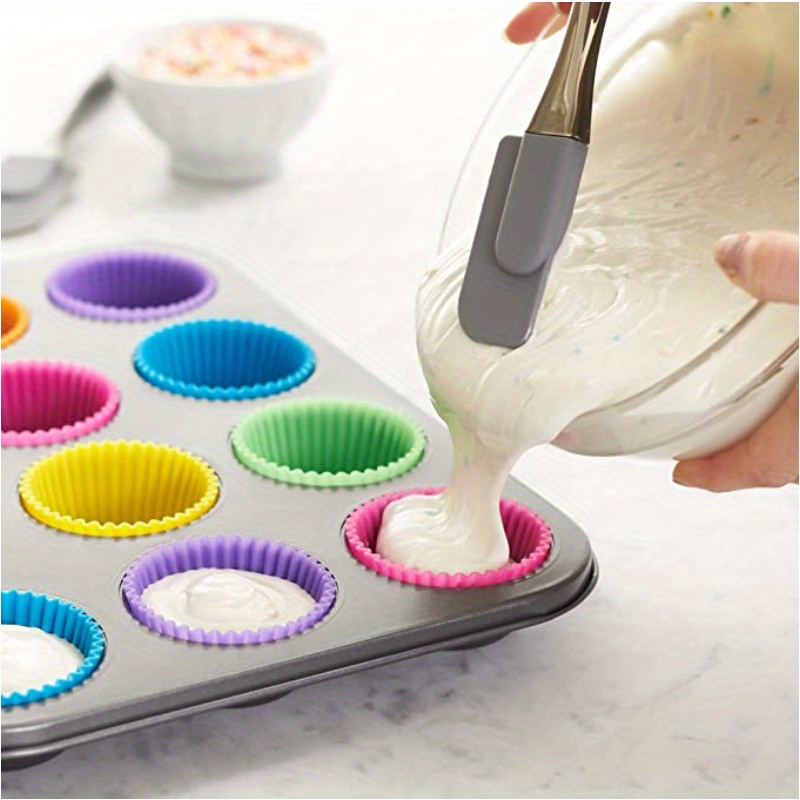 12pcs set silicone cake mold round shaped muffin cupcake baking molds kitchen cooking bakeware maker diy cake decorating tools details 1