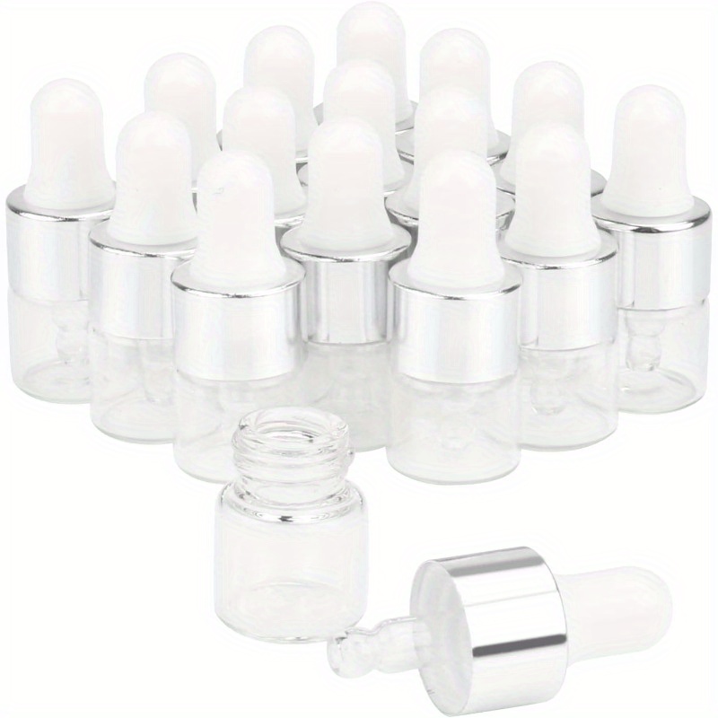 

25/50/100pcs Clear Glass Dropper Bottles Essential Oil Bottles Refill Sample Vials Aromatherapy Perfume Liquid Glass Bottles With Eye Dropper&silver Lids (1/2/3/5ml)