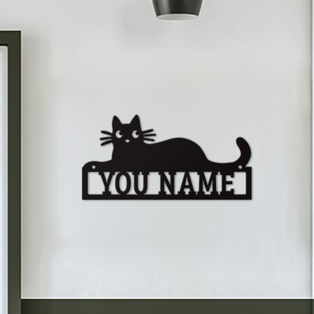 

Custom Mystery Lying Cat Metal Wall Art - Decorative Iron Logo For Home, Garden, Cat Nest & Cafe
