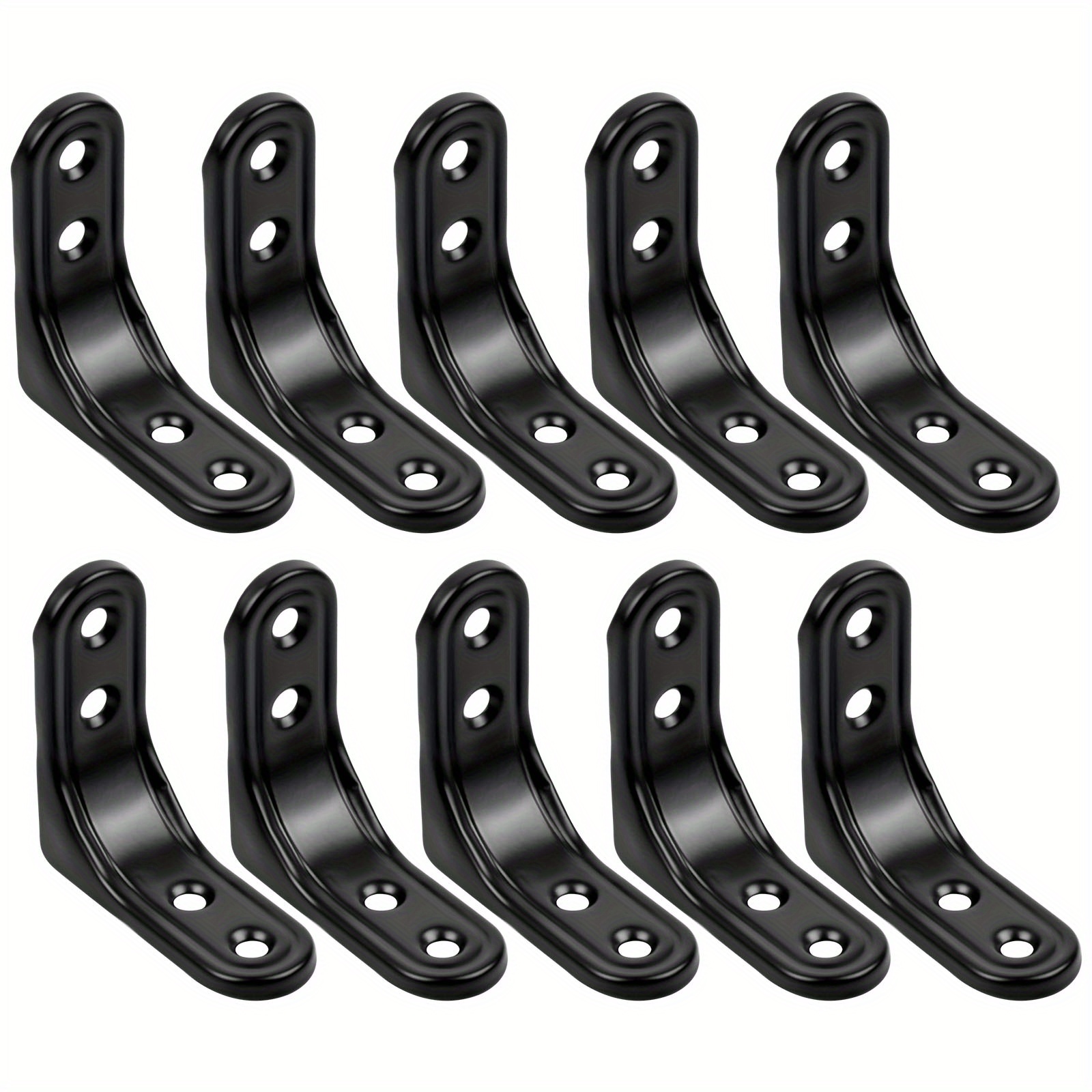 10pcs Black L-shaped Corner Brackets - 90 Degree Angle Connectors For Furniture & Industrial Use