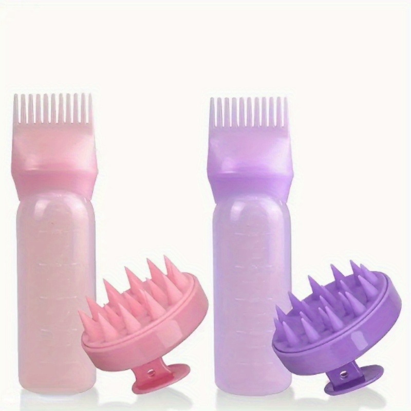 

2pcs/set Silicone Hair Comb With Root Comb Applicator Bottle Set, Hair Oil Applicator, Shampoo Brush
