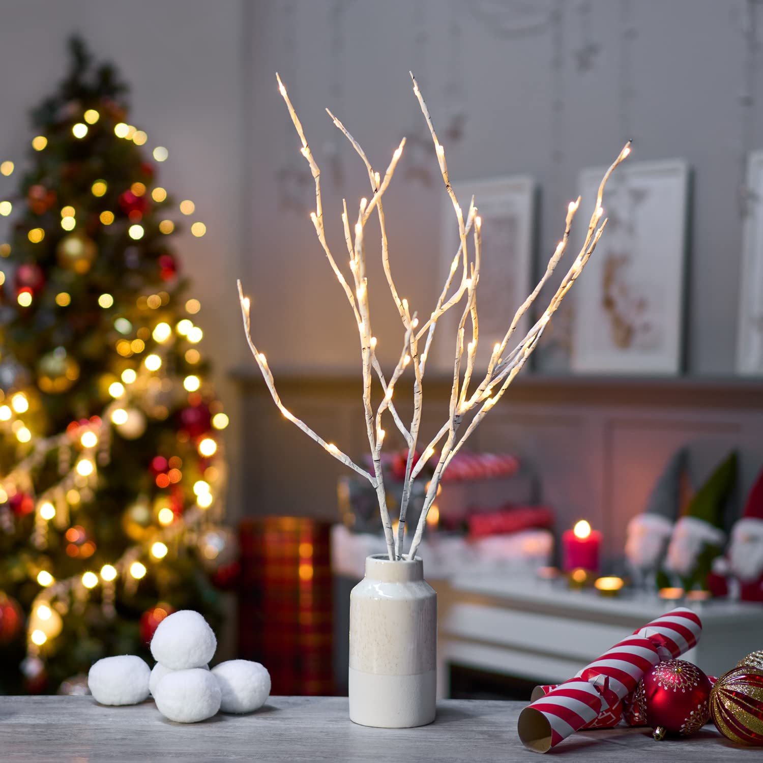 Luces LED De Ramas De Abedul - Pack De 2, Luz Cálida, Decoración Para Jarrones Y Hogar