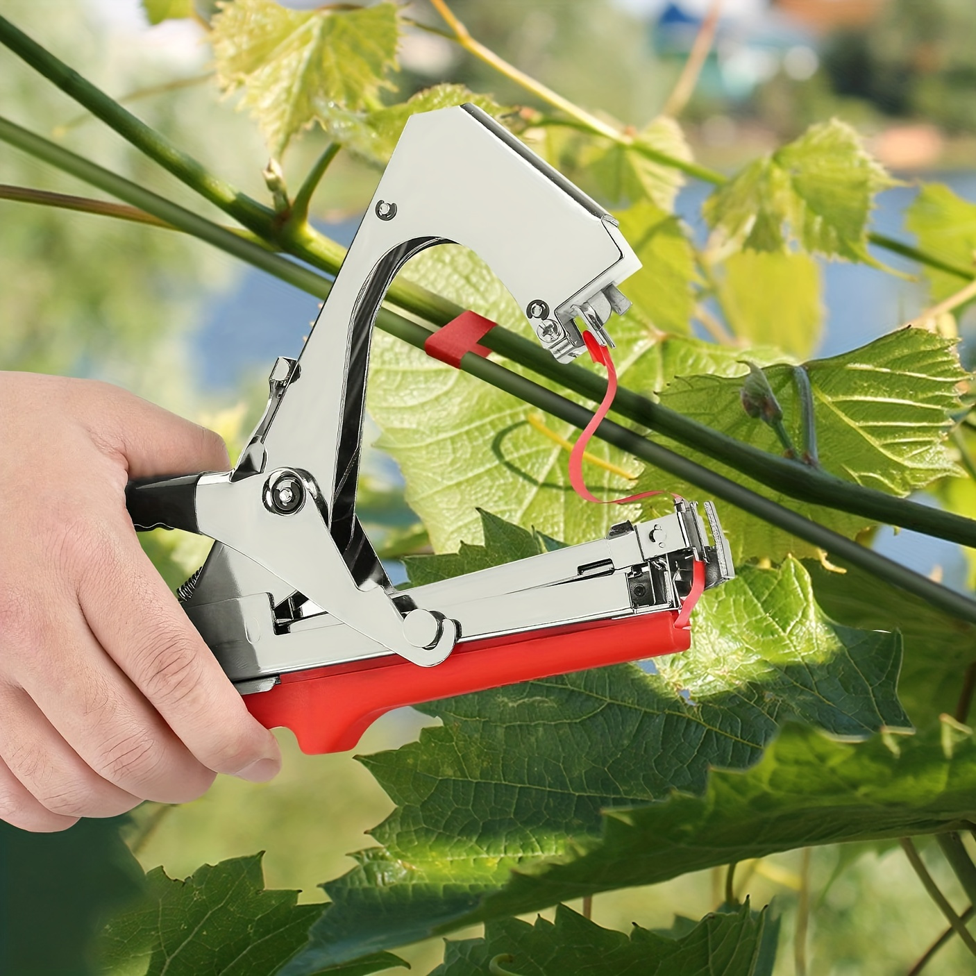 

1/10pcs Handheld Metal And Plastic Plant Tying Machine, Ideal For Grapes, Raspberries, Tomatoes, Vining Vegetables And Flowers, Garden Tying Tool For Efficient Plant Training