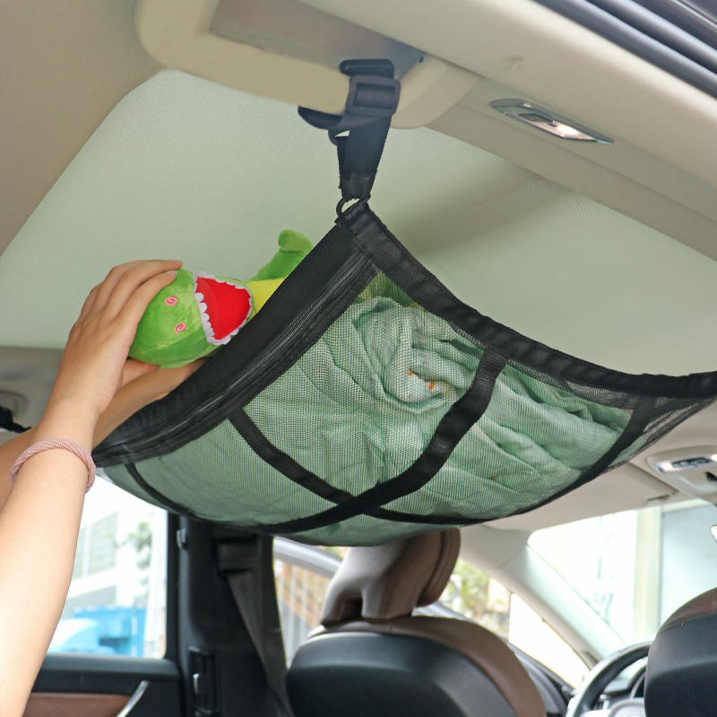 

Car Roof Storage Bag, Vehicle Ceiling Cargo Net Pocket, Practical Hanging Organizer Pouch For Road Trips, Mesh Holder Rack With Zipper For Interior Car Accessories