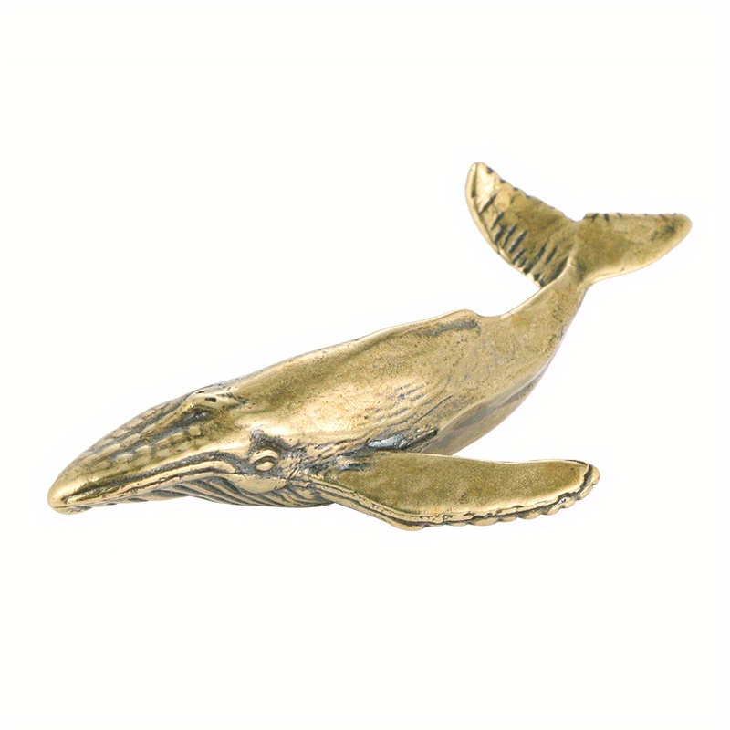 

1pc, Solid Brass Gold Whale Sculpture, Mini Animal Figurine, Nautical Ocean Theme Home Office Garden Desktop Decor Accessory, Durable Metal Ornament, Table Decor, Mother's Day Gifts