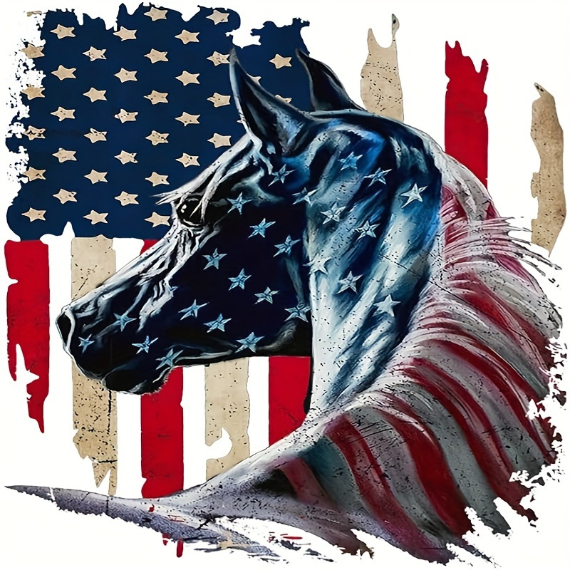 

American Flag Decal Horse Vinyl Decal T-shirt Iron-on Sticker Heat Transfer Vinyl Patch Design Iron-on Sticker For Clothes Hat Pillow Backpack Diy Decoration