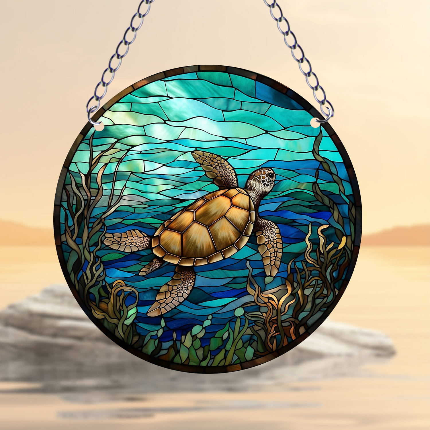 Sea Turtles Underwater World Window Decor Stained Suncatcher - Temu