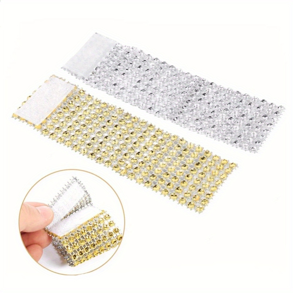 

Set Of 12 Rhinestone Napkin Rings - Hollow 8-row Diamond Design For Wedding, Hotel, And Dining Table Decorations